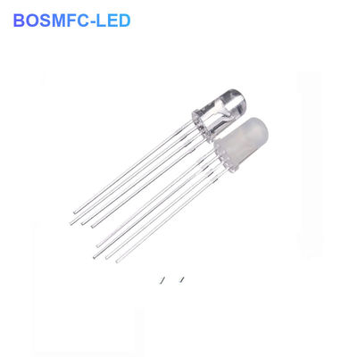 4 পিন RGB LED 5mm Through Hole 0.06W, সাধারণ অ্যানোড ওয়াটার ক্লিয়ার লেন্স F5 Tri Color LED