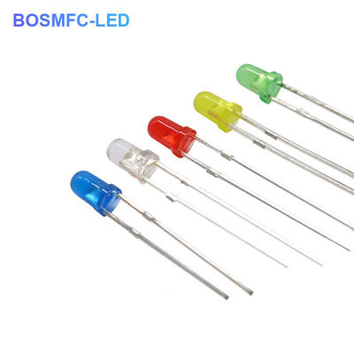 উচ্চ উজ্জ্বলতা লাল 3 মিমি হোলের মাধ্যমে LED 0.06W তাপ ছড়িয়ে দেওয়া