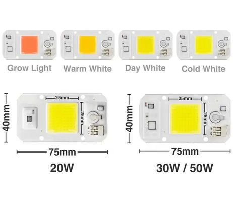 উষ্ণ সাদা উদ্ভিদ COB পাওয়ার LED 20W 50W উচ্চ আলোকসজ্জা বৃদ্ধি আলো জন্য