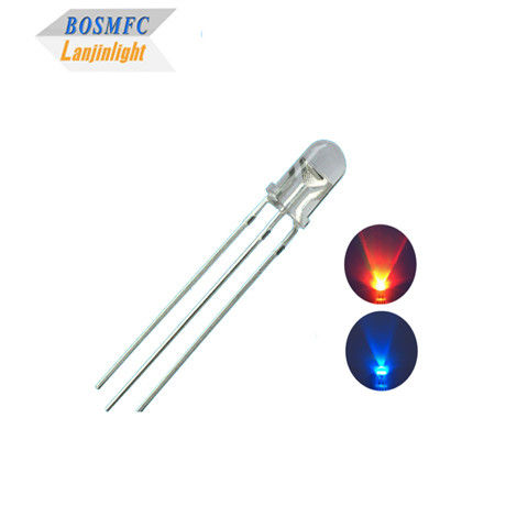 1.8V-2.4V ডুয়াল কালার এলইডি ডায়োড 5 মিমি হোলের মাধ্যমে লাল নীল রঙ উচ্চ উজ্জ্বলতা